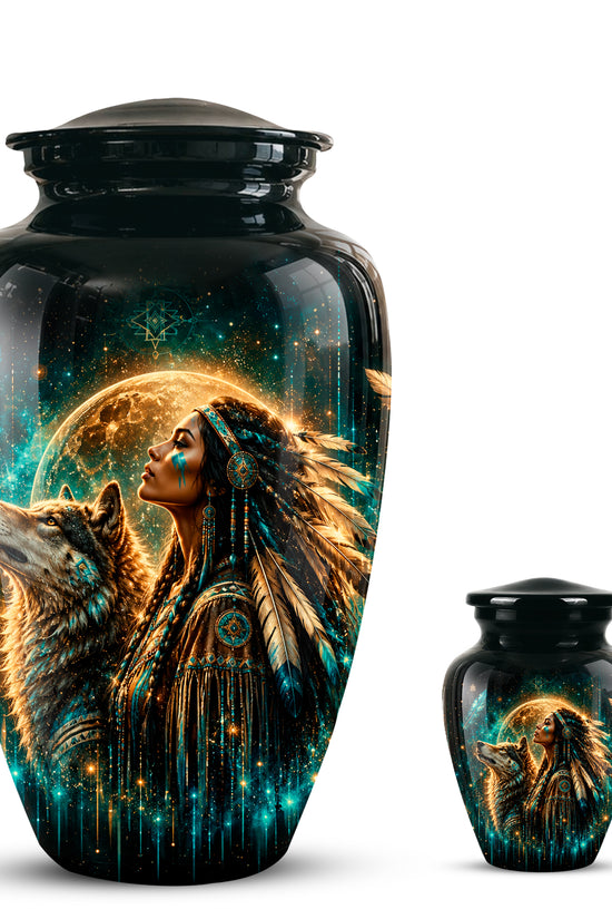 Native American Eagle Urn – Personalized Warrior Memorial Ashes Keepsake