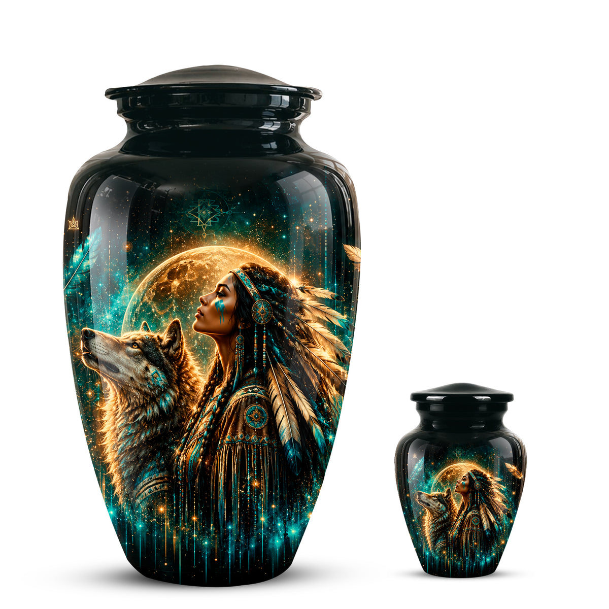 Native American Eagle Urn – Personalized Warrior Memorial Ashes Keepsake