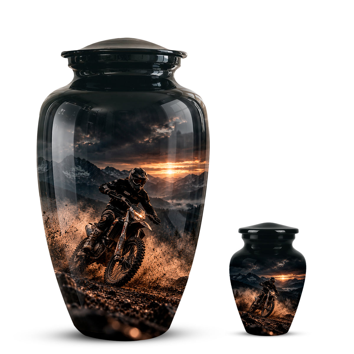 Personalized Dirt Biker Cremation Urn - Custom Aluminum Memorial Ashes Container