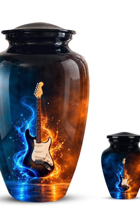 Surreal Guitar in a Glass Jar – Artistic Music-Inspired Artwork Urns For Ashes