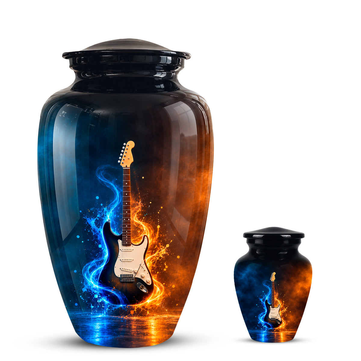 Surreal Guitar in a Glass Jar – Artistic Music-Inspired Artwork Urns For Ashes