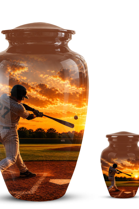 Personalized Baseball Hitters Cremation Urn - Handcrafted Memorial Urns For Ashes