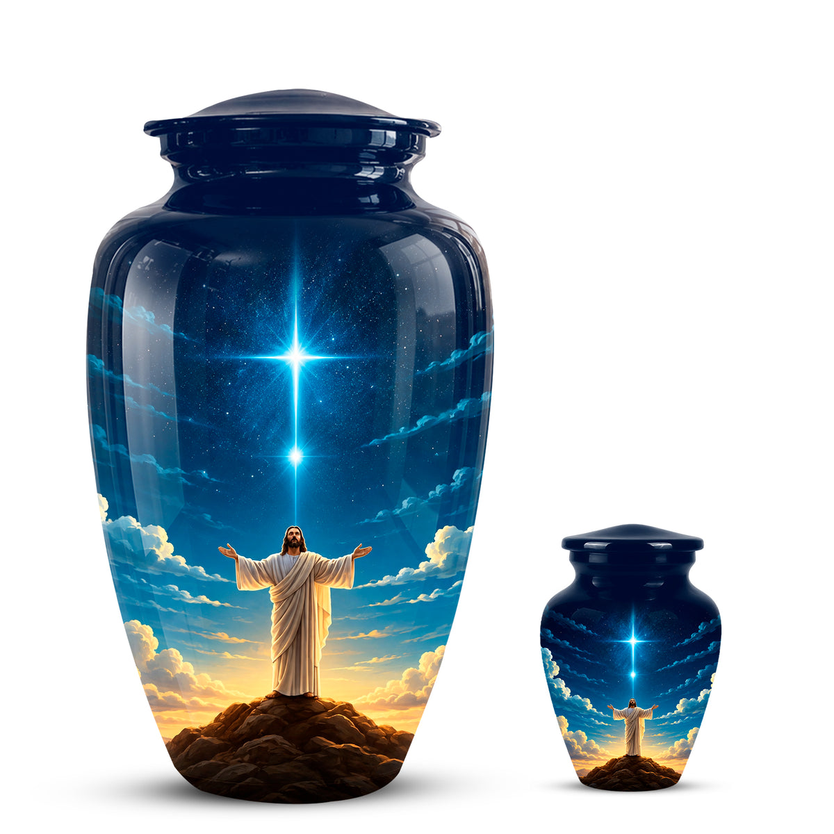 Personalized Jesus Night Light Urn - Spiritual Aluminum Memorial Keepsake