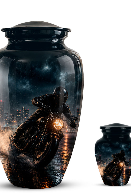 Personalized Biker Cremation Urn – Motorcycle Rider Memorial Tribute