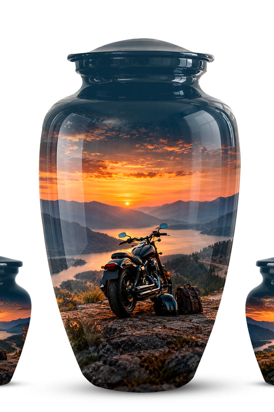Custom Roadster Biker Cremation Urns - Sunset Mountain Urns For Motorcycle Enthusiasts