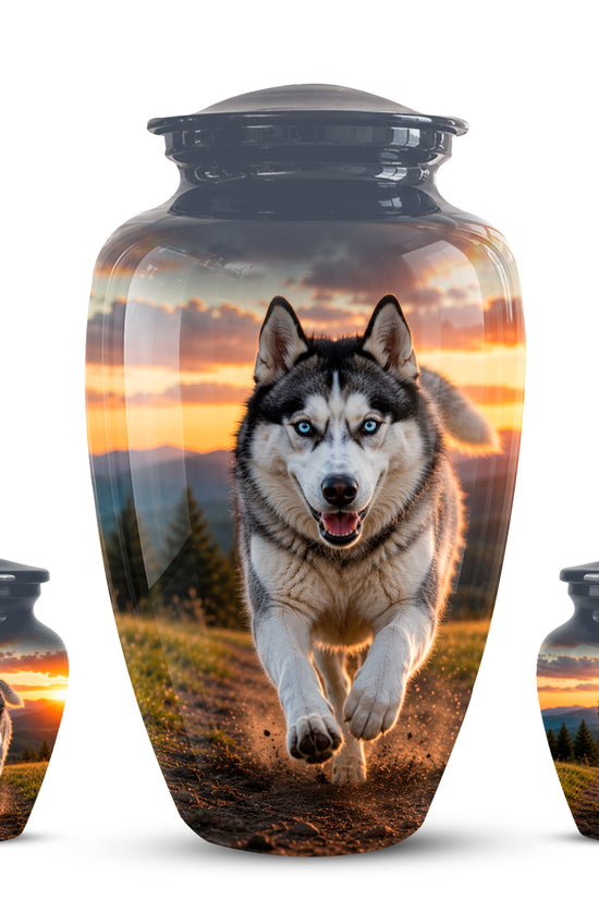 Siberian Husky Dog Memorial Urn – Custom Aluminum Pet Cremation Urn