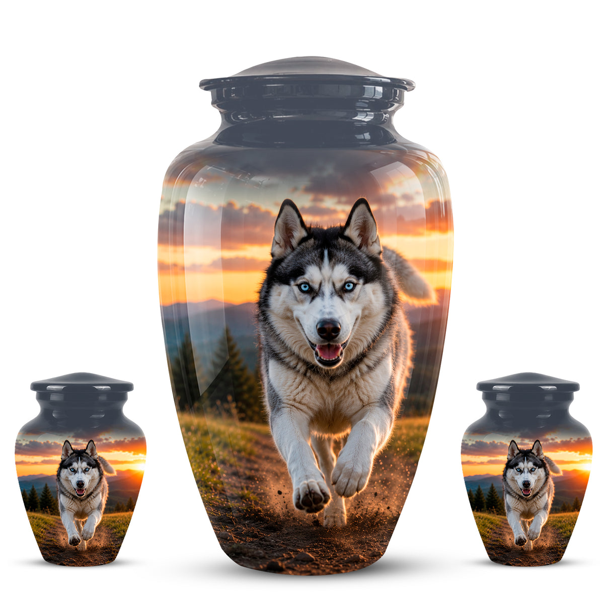Siberian Husky Dog Memorial Urn – Custom Aluminum Pet Cremation Urn