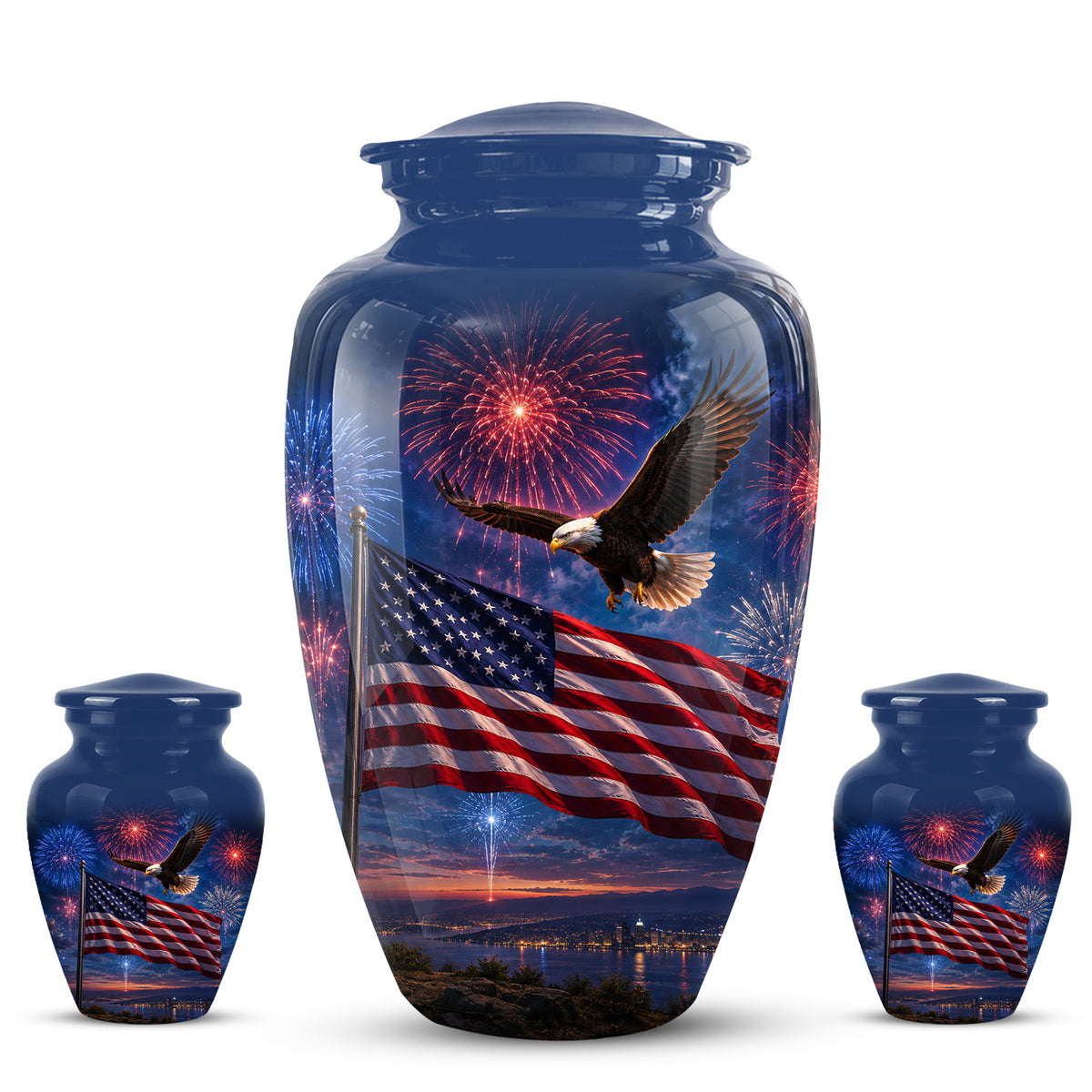 Brown Flying Eagle Cremation Urn - Handcrafted Memorial Urn To Tribute Veterans