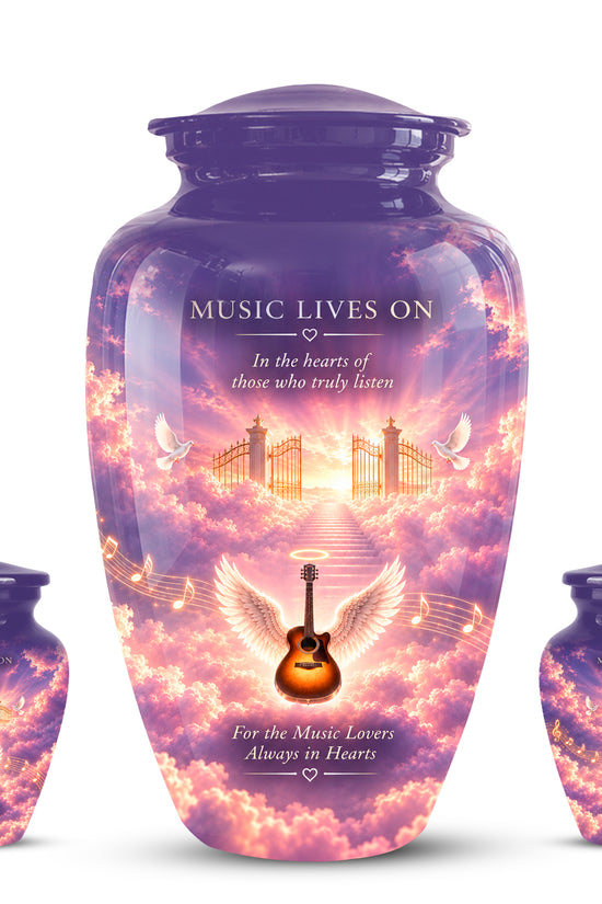 Heaven Gate Angel Wings Guitar Urn - Memorial Urn For Ashes For Music Lovers