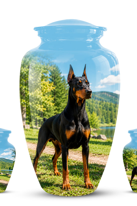 Custom Doberman Pinscher Memorial Urn – Elegant Aluminum Tribute For Ashes