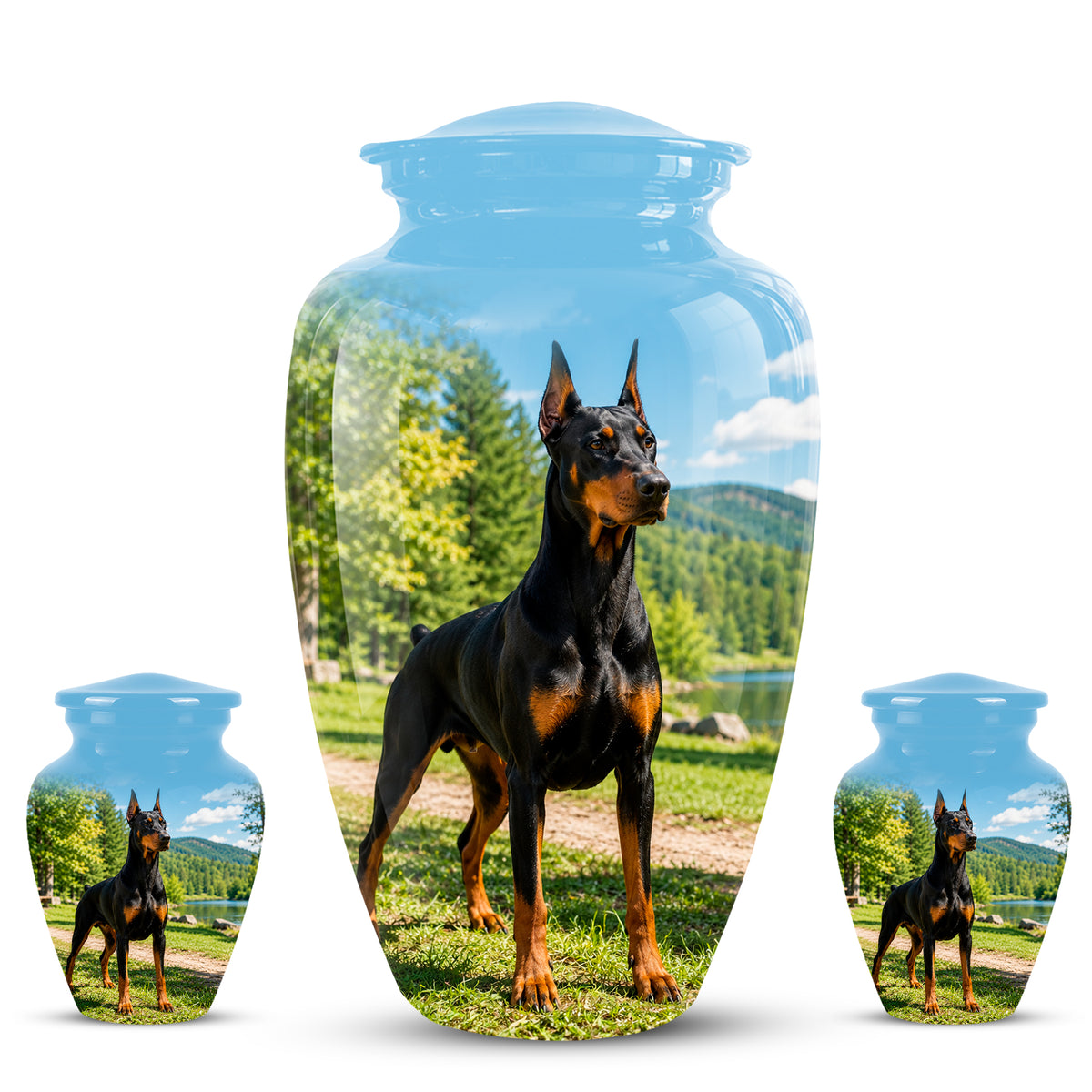 Custom Doberman Pinscher Memorial Urn – Elegant Aluminum Tribute For Ashes