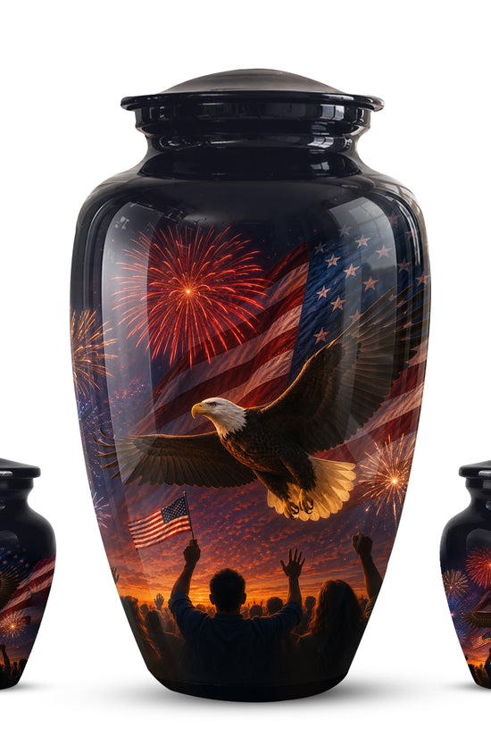 American Flag With Eagle Cremation Urn - Custom Patriotic Urns For Ashes