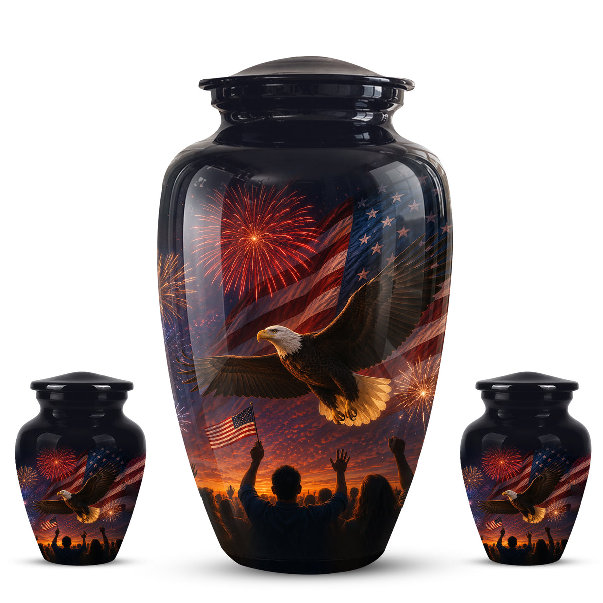 American Flag With Eagle Cremation Urn - Custom Patriotic Urns For Ashes