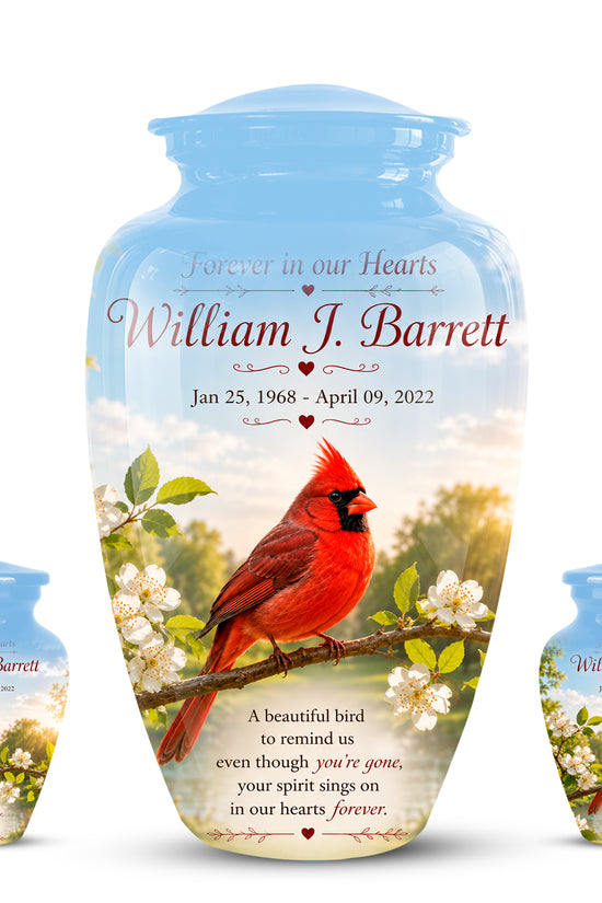 Red Cardinal Bird Urn For Mother - Cremation Urn For Adult Women Ashes