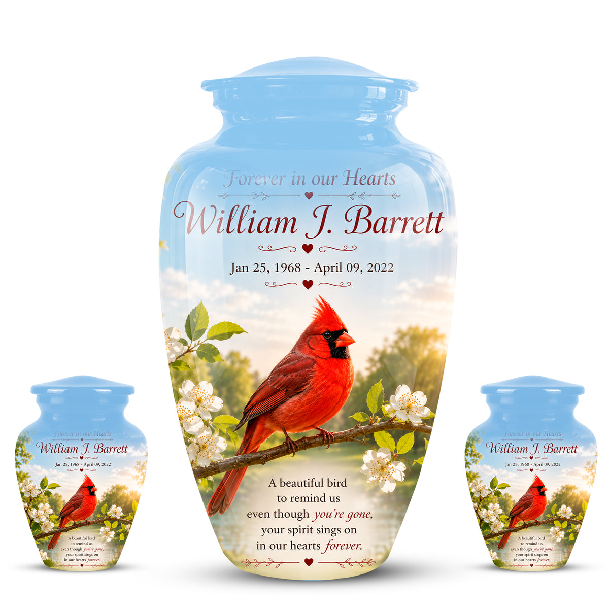 Red Cardinal Bird Urn For Mother - Cremation Urn For Adult Women Ashes