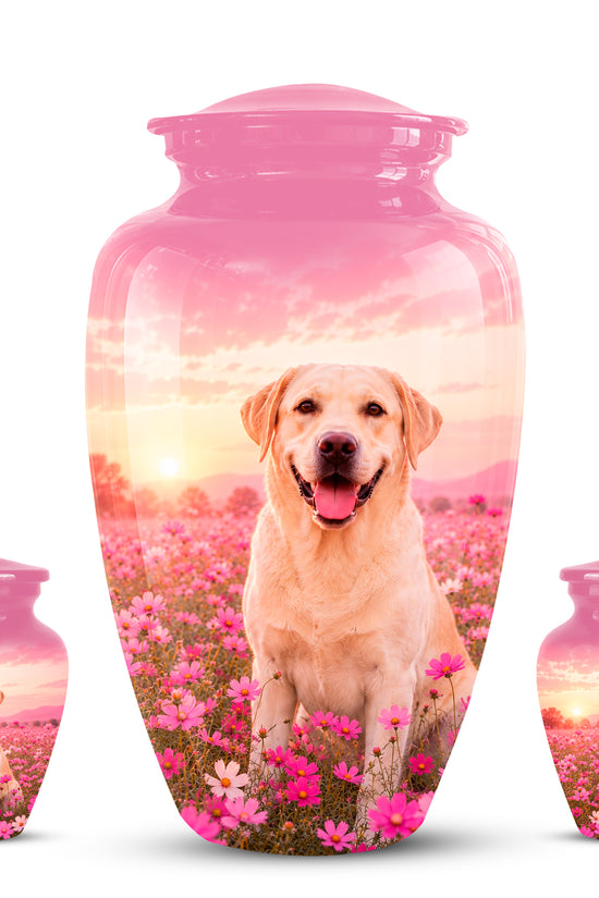 Personalized Golden Retriever Memorial Urn – Custom Pink Photo Keepsake