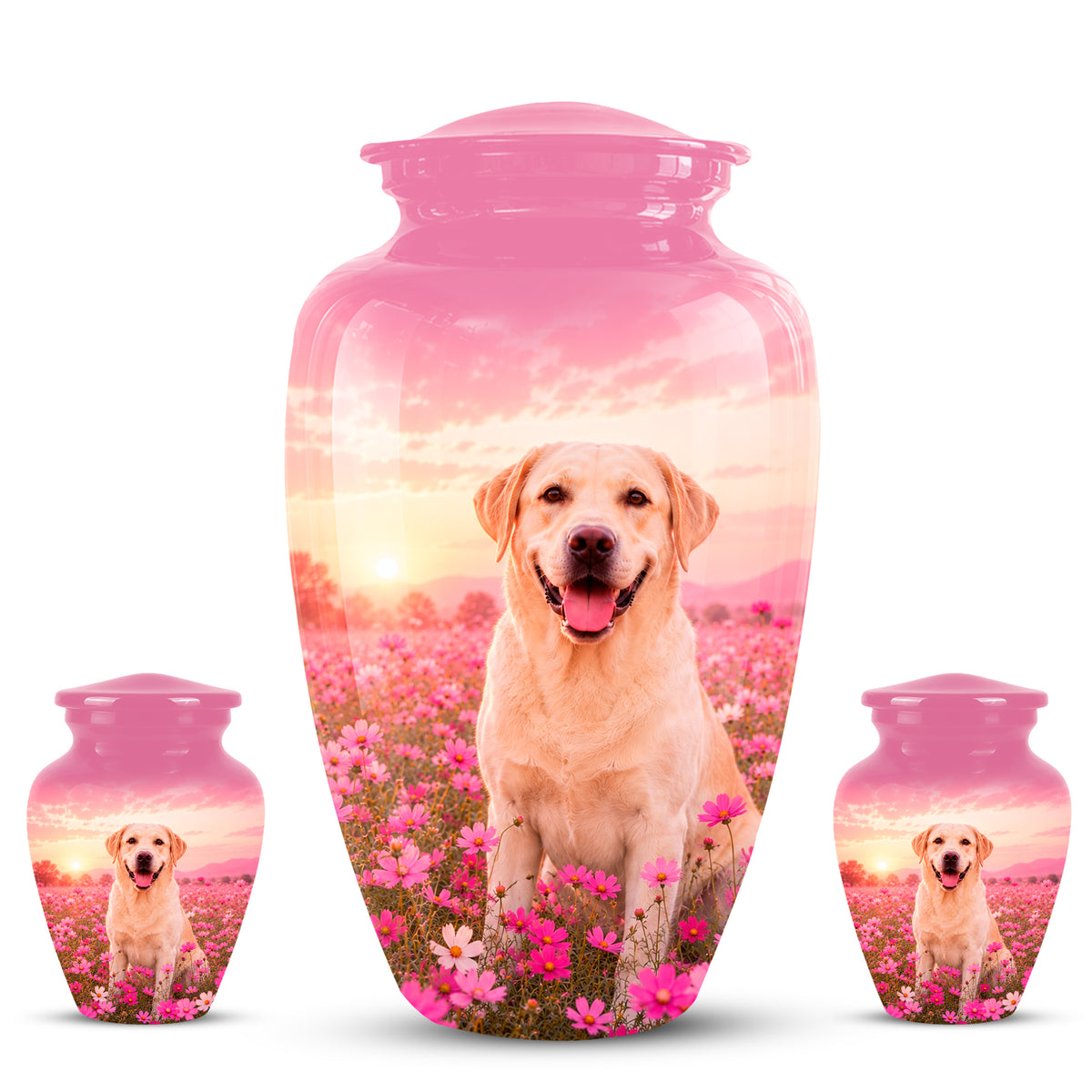 Personalized Golden Retriever Memorial Urn – Custom Pink Photo Keepsake