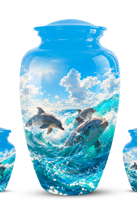 Dolphin Cremation Urns For Ashes - Leaping Dolphin Ocean Urns For Ashes