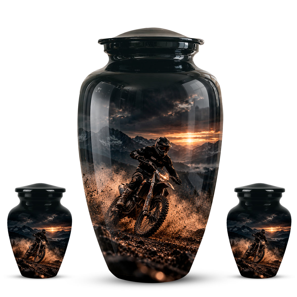 Personalized Dirt Biker Cremation Urn - Custom Aluminum Memorial Ashes Container
