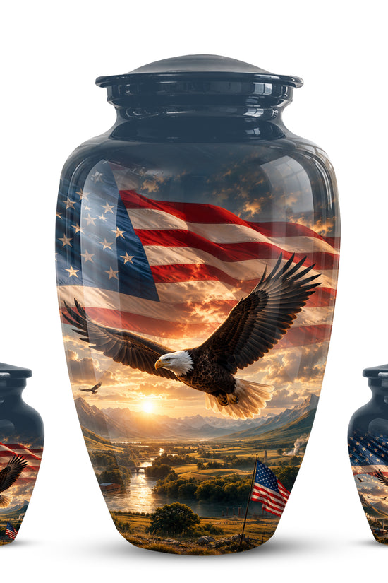 Personalized Flying Eagle Memorial Urn - Patriotic Aluminum Urns For Veterans