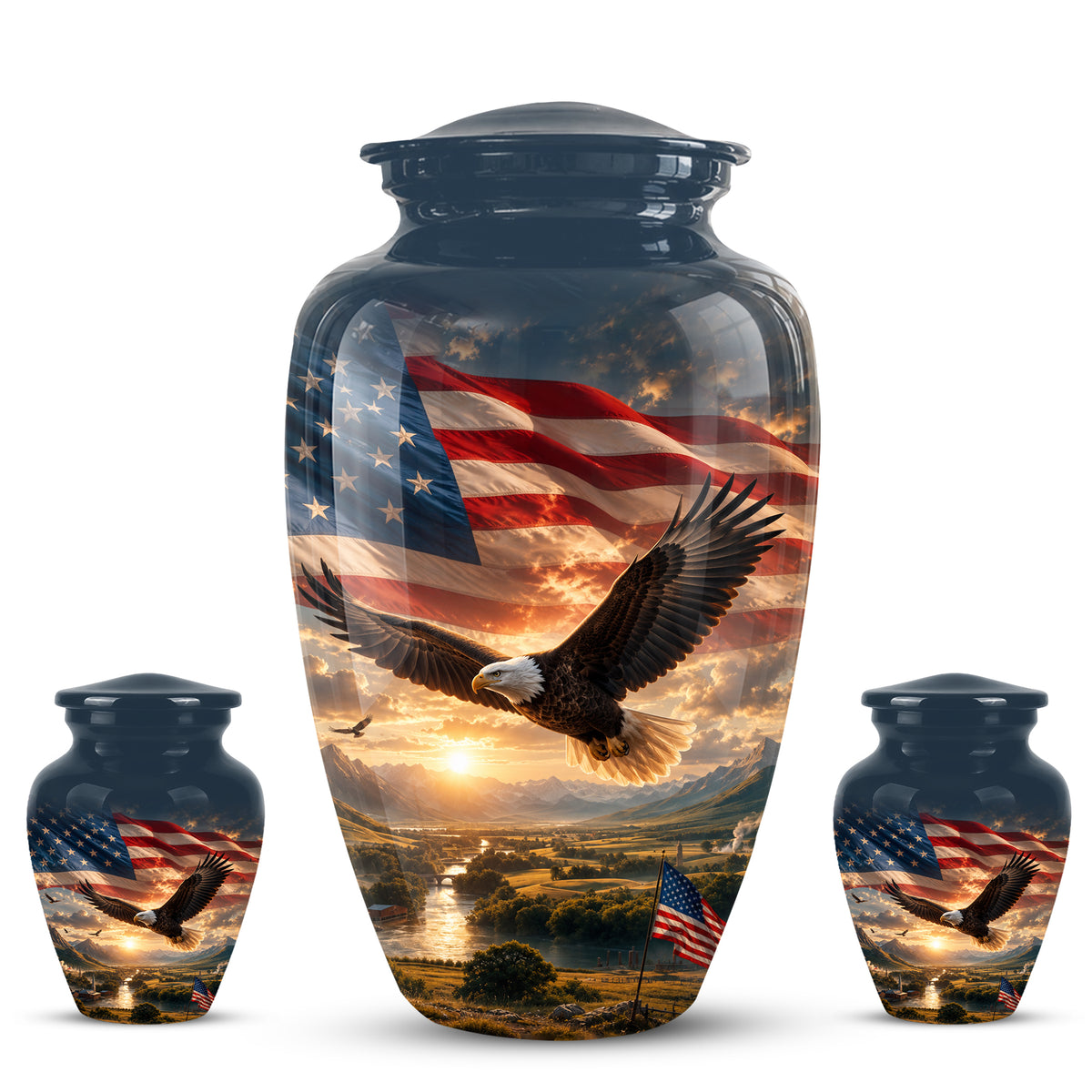 Personalized Flying Eagle Memorial Urn - Patriotic Aluminum Urns For Veterans