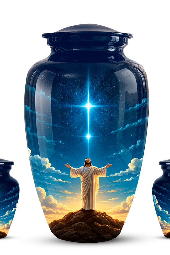 Personalized Jesus Night Light Urn - Spiritual Aluminum Memorial Keepsake
