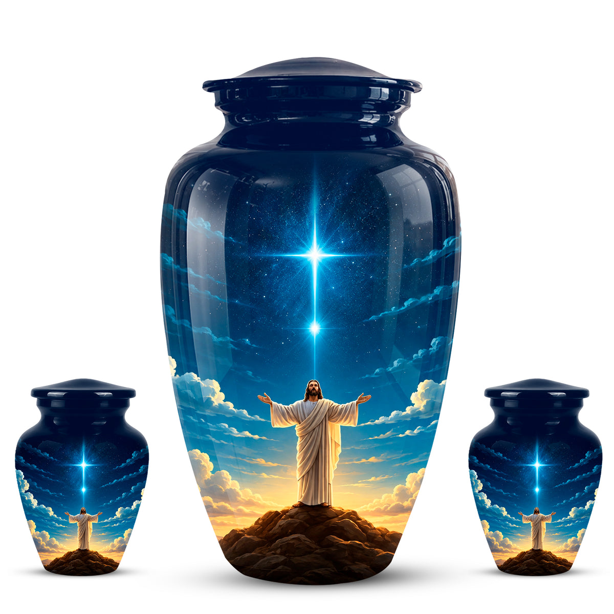 Personalized Jesus Night Light Urn - Spiritual Aluminum Memorial Keepsake