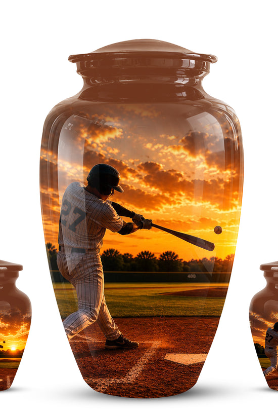 Personalized Baseball Hitters Cremation Urn - Handcrafted Memorial Urns For Ashes