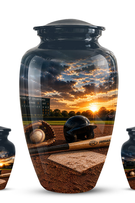 Personalized Baseball Bat & Accessories Urn - Sunset Funeral Urns For Ashes