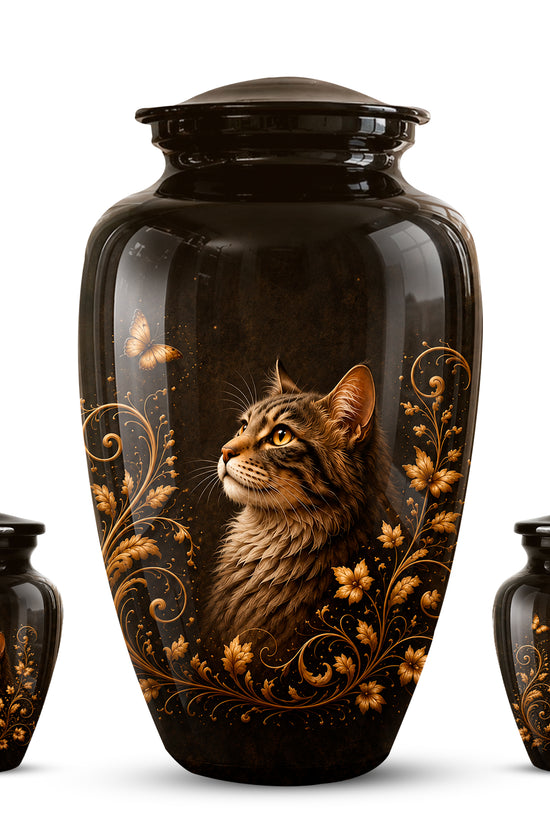 Custom Floral Cat Urn – Elegant Memorial Urn for a Cherished Pet Ashes