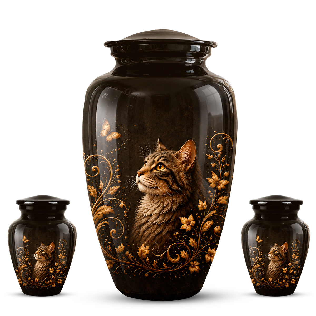 Custom Floral Cat Urn – Elegant Memorial Urn for a Cherished Pet Ashes