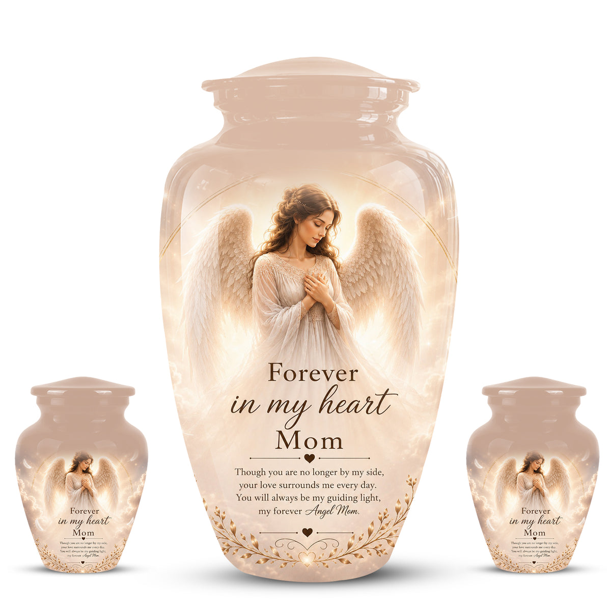 Majestic Angel Mom With Wings Urn - Personalized Quotes Cremation Urn For Ashes