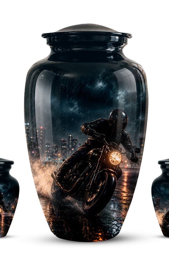 Personalized Biker Cremation Urn – Motorcycle Rider Memorial Tribute