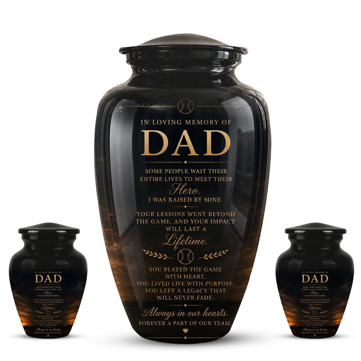 Personalized Black Urns For Dad - Quotes Aluminum Memorial Urns For Father