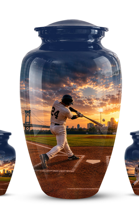 Personalized Baseball Hitter Cremation Urn - Handcrafted Urn For Athletes Ashes