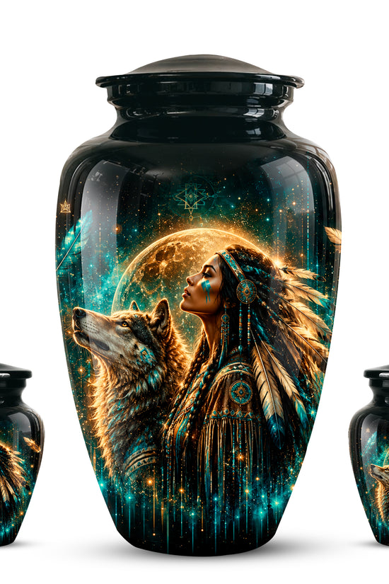Native American Eagle Urn – Personalized Warrior Memorial Ashes Keepsake