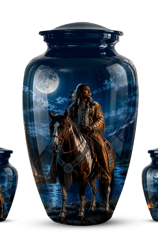 Native American Horse Urn for Adult Ashes – 10" Blue Forest Urns For Ashes
