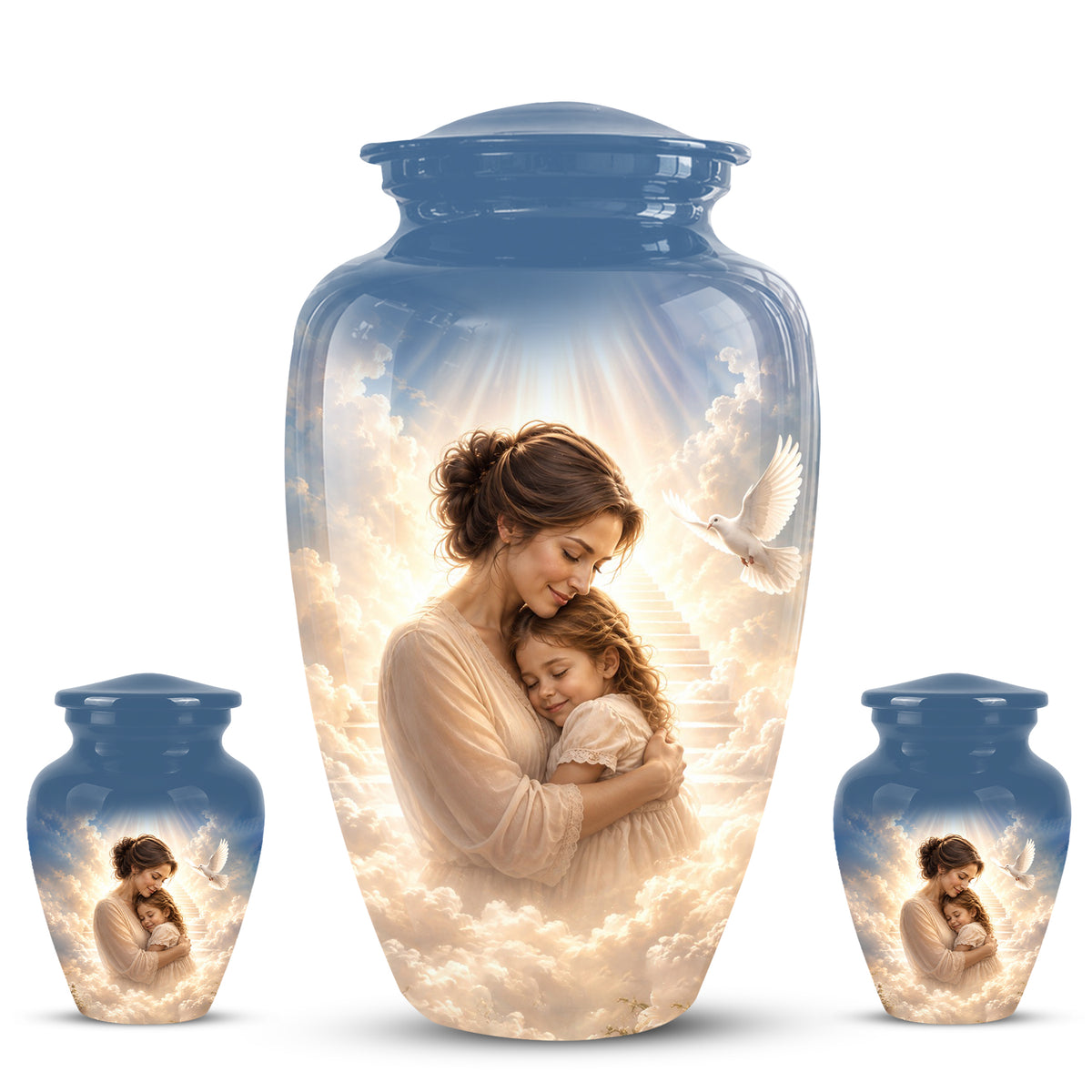 Heavenly Mom With Daughter Urn - Beautifully Customized Urns For Women