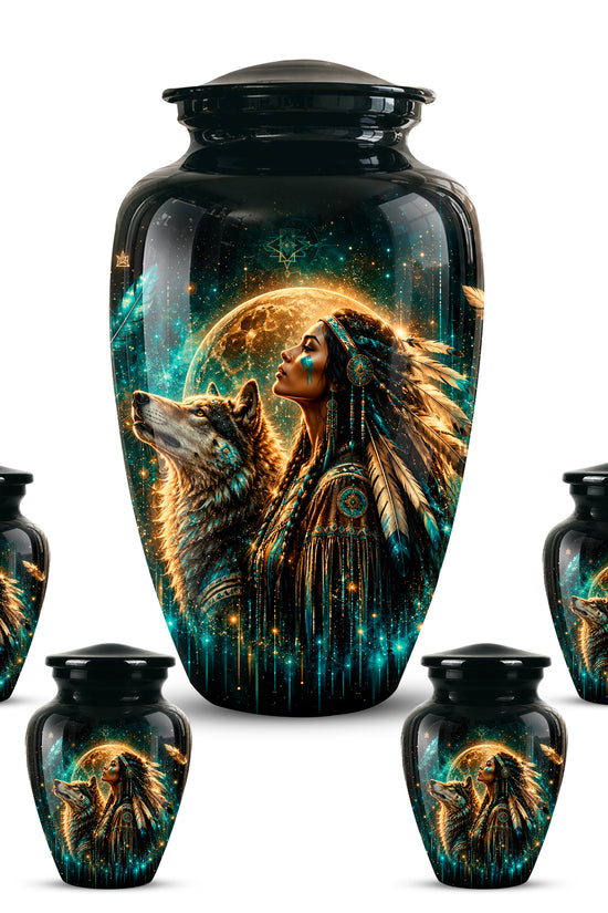 Native American Eagle Urn – Personalized Warrior Memorial Ashes Keepsake