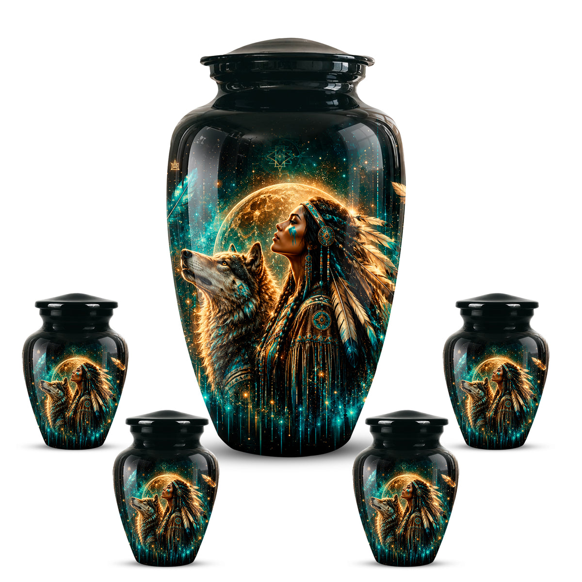 Native American Eagle Urn – Personalized Warrior Memorial Ashes Keepsake