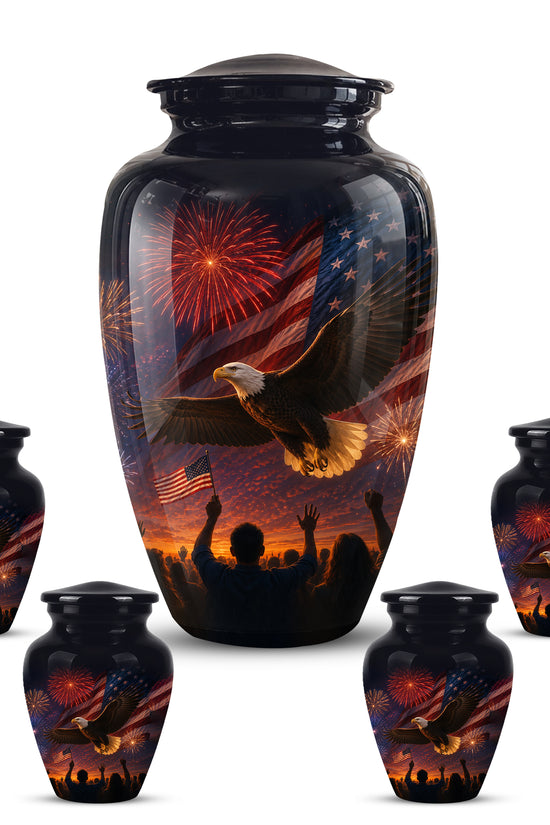 American Flag With Eagle Cremation Urn - Custom Patriotic Urns For Ashes