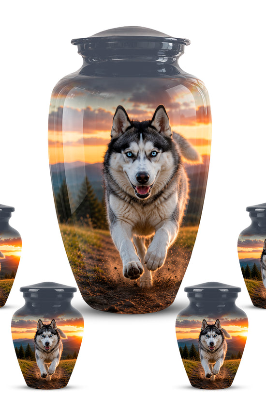 Siberian Husky Dog Memorial Urn – Custom Aluminum Pet Cremation Urn