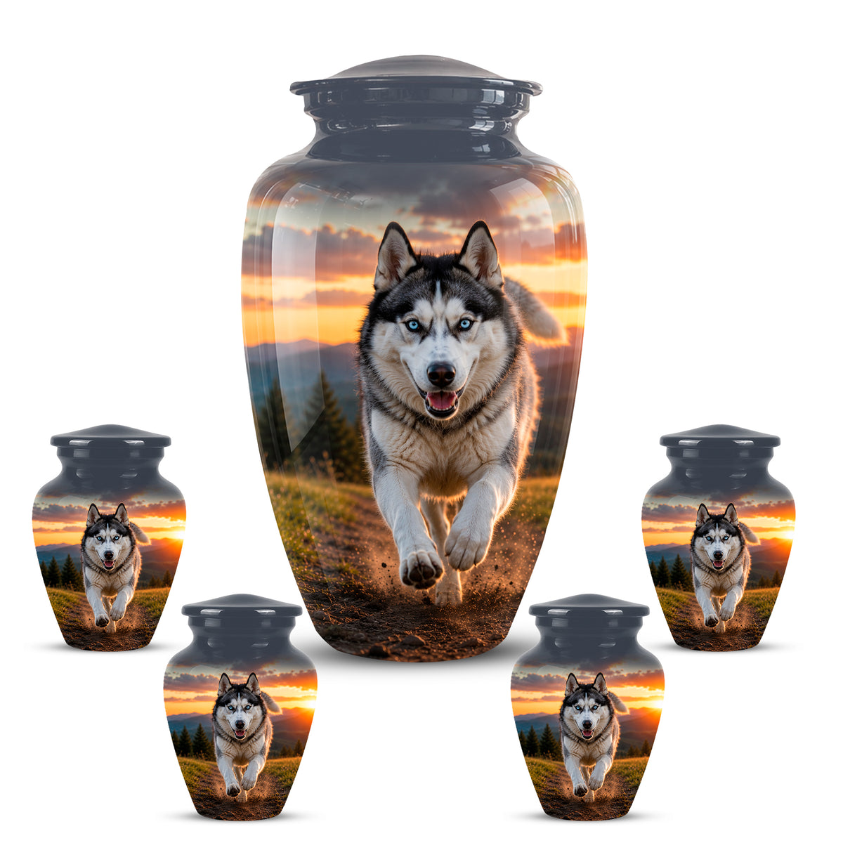 Siberian Husky Dog Memorial Urn – Custom Aluminum Pet Cremation Urn