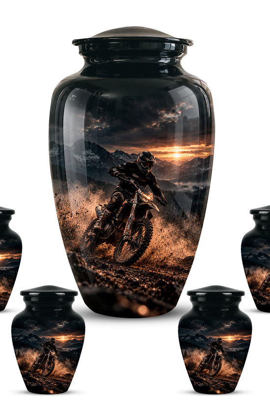 Personalized Dirt Biker Cremation Urn - Custom Aluminum Memorial Ashes Container