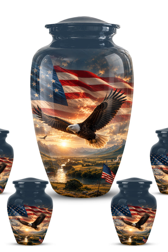 Personalized Flying Eagle Memorial Urn - Patriotic Aluminum Urns For Veterans