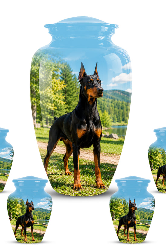 Custom Doberman Pinscher Memorial Urn – Elegant Aluminum Tribute For Ashes
