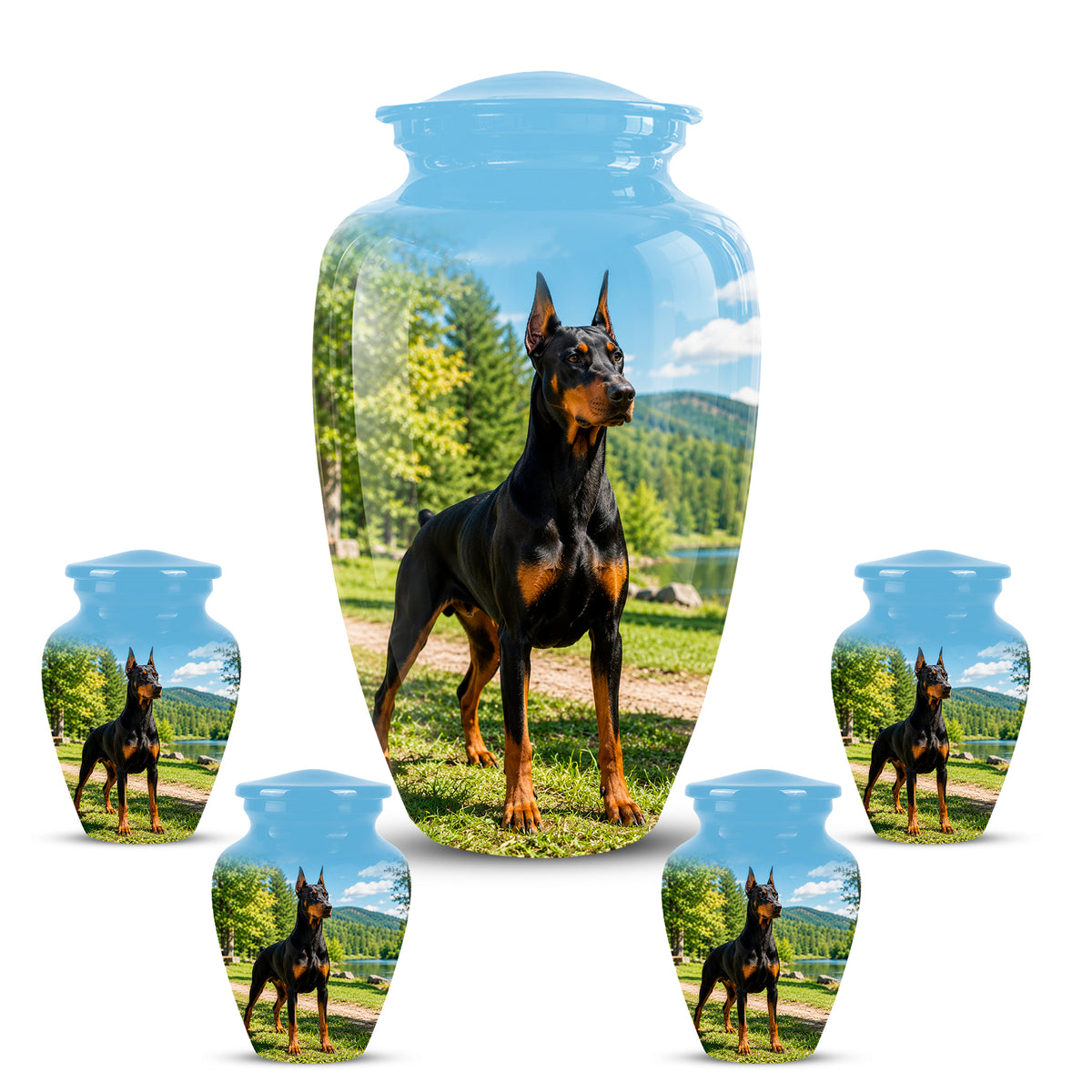 Custom Doberman Pinscher Memorial Urn – Elegant Aluminum Tribute For Ashes