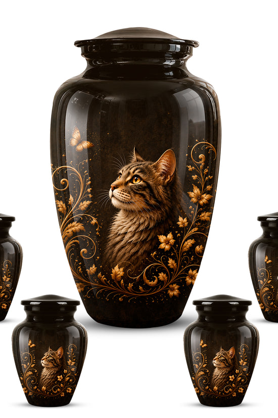 Custom Floral Cat Urn – Elegant Memorial Urn for a Cherished Pet Ashes
