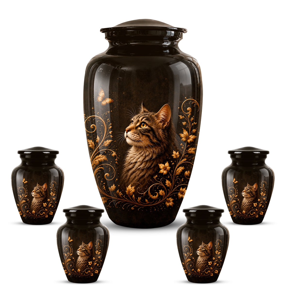 Custom Floral Cat Urn – Elegant Memorial Urn for a Cherished Pet Ashes