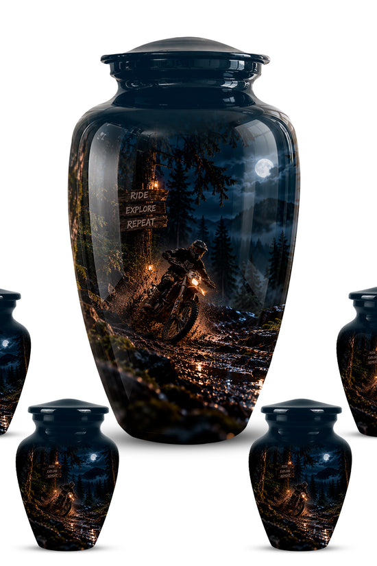 Personalized Dirt Biker Cremation Urn - Moonlight Mud Motorbike Memorial Urns